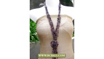 Bcbali Long Necklace Beading with Rose Pendant